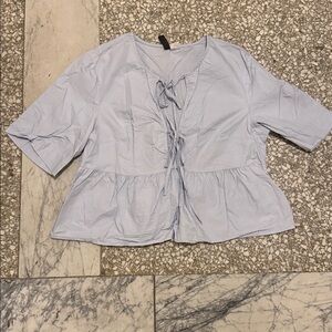H&M Front Tie Light Blue Blouse